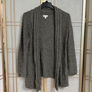 Kim Rogers Shawl Collar, Open Front Cardigan Sweater, gray, women’s size Large